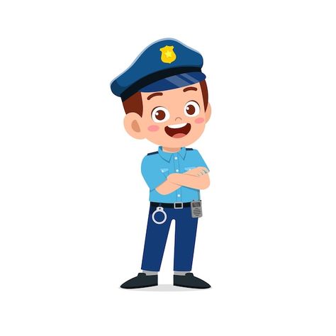 Vector happy cute little kid boy wearing... | Premium Vector #Freepik #vector #police-man #police-officer #policeman #police-uniform Jolly Phonics Activities, Man Clipart, Boy And Girl Cartoon, Kid Boy, Police Uniforms, Logo Vintage, Kids Clipart, Angel Pictures, Alphabet Activities