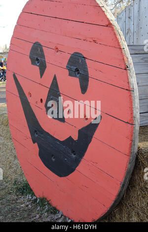 Jack-o-lantern wooden spool Stock Photo - Alamy Wooden Spool Ideas, Spool Ideas, Wooden Spool, Wooden Spools, Jack O, Pumpkin Patch, Jack O Lantern, Halloween Ideas, Lanterns