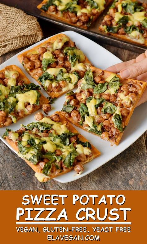 Potato Pizza Crust, Vegan Diner, Healthy Pizza Crust, Sweet Potato Pizza Crust, Sweet Potato Pizza, Glutenfri Baking, Pizza Vegana, Potato Pizza, Gluten Free Pizza Crust