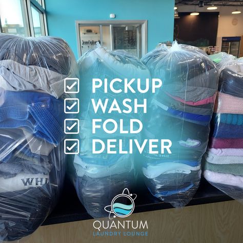 Did you know we have drop-off/delivery/wash & fold and pickup service. Quantum Laundry Lounge is the Best laundromat in Anchorage to offer laundry service pickup and delivery. We will pick up your laundry, wash and fold it, and deliver it. quantumlaundry.com Laundry Pick Up And Delivery Service, Wash And Fold Service, Mobile Laundry Service, Wash And Fold Laundry Service, Wash And Fold Laundry Business, Laundry Ads, Laundry Photography, Laundry Marketing, Laundry Delivery Service