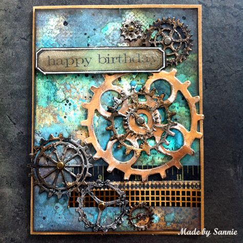 Steampunk Cards, Timmy Time, Tim Holtz Crafts, Steampunk Crafts, Tim Holtz Cards, Mixed Media Cards, Mixed Media Art Canvas, Masculine Birthday Cards, Atc Cards