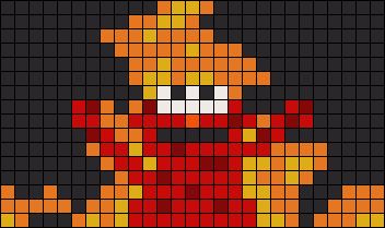 Elmo Perler Bead Pattern, Fire Grid Pattern, Elmo Alpha Pattern, Elmo Perler Beads, Small Pixel Art Pattern, Elmo Meme, Pixel Art Pattern Design, Hamma Beads Ideas, Easy Perler Beads Ideas