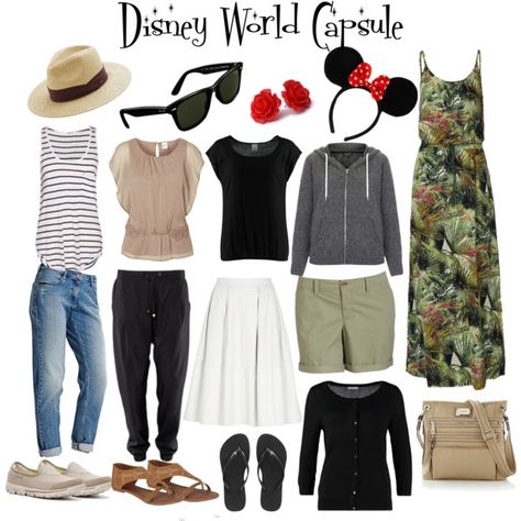 What to wear to Disney World. Wardrobe Travel Capsule. Summer and Winter. Disneyland. Disney World. Plus Size ideas. Used exact items or very similar to what I own, I don't wear short shorts, skirts or dresses so is more of a 'modest' capsule. Enough items to make 10 outfits or more. By mimmy-05 on Polyvore Wear To Disney World, What To Wear To Disney, Theme Park Outfits, Florida Outfits, Disney World Outfits, Winter Travel Outfit, Disneyland Outfits, Travel Capsule, Outfits Polyvore