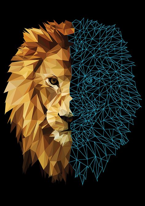 Low Polygon Art, Low Poly Art Illustration, Low Poly Illustration, Poly Art Illustration, Poly Illustration, Logo Lion, Geometric Art Animal, Geometric Artists, Geometric Lion