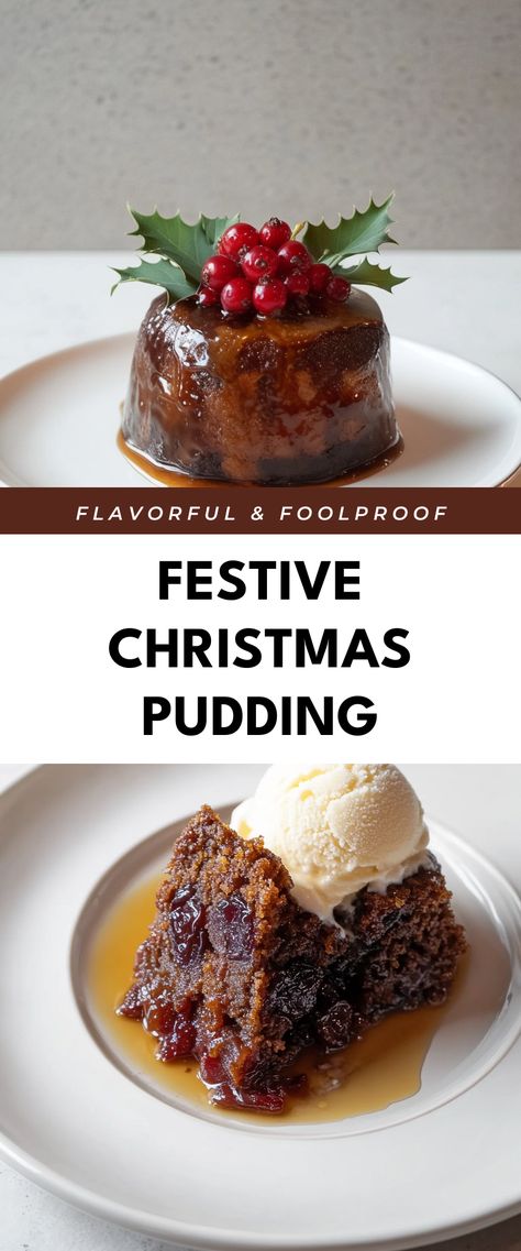 Image for Festive Christmas Pudding Individual Christmas Puddings, Hard Sauce For Christmas Pudding, Microwave Christmas Pudding, English Pudding Recipes, Christmas Pudding Recipes Easy, Sauce For Christmas Pudding, Figgy Pudding Recipe Traditional, Christmas Pudding Sauce, Christmas Cobbler