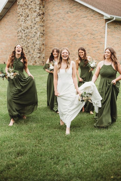 Azazie Olive Bridesmaid Dresses, Braids Maid Dresses, Olive Bridesmaid Dresses, Groomsmen Grey, April Wedding, Bridesmaids And Groomsmen, Maid Dress, Wedding Dreams, Olive Color