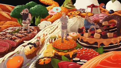 Anime Food Computer Wallpapers Cottagecore Wallpaper, Japanese Treats, Dungeon Meshi, Food Backgrounds, Food Wallpaper, Wallpaper Dekstop, Anime Food, Japan Aesthetic, Kawaii Food