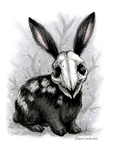 Dark Horror Fantasy by Diana Levin Art | Ghoulish Bunny Studios | Spooky Halloween Decor | |United States Creepy Ink Drawings, Horror Fantasy Art, Horror Bunny, Creepy Fairy, Buda Wallpaper, Evil Bunny, Creepy Animals, Dark Horror, Horror Drawing