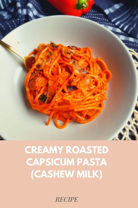 I've been experimenting with capsicum a bit more lately, and actually roasting a capsicum brings out SO MUCH MORE FLAVOUR!⁠ ⁠I've been making roasted capsicum soups and pastas, and this creamy roasted capsicum pasta dish will tick all the boxes 😁⁠ This recipe uses cashew milk to give it a very creamy taste and texture Capsicum Pasta, Cashew Milk Recipe, Cream Cheese Pasta, Roasted Capsicum, How To Cook Mushrooms, Cashew Milk, Oven Dishes, Pasta Dish, Family Food