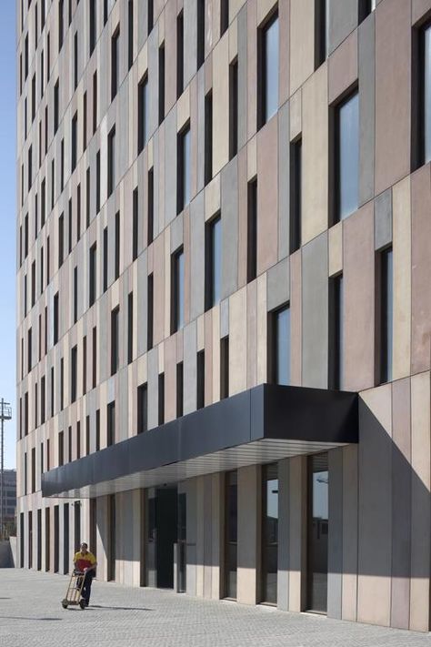 Exterior showing entrance Barcelona Architecture, David Chipperfield Architects, David Chipperfield, Facade Material, Old Apartments, Facade Lighting, Mall Design, Brick Architecture, Grand Mosque