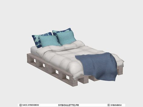 Palette Bed, Minimal Bed, Pallet Floors, Sims 4 Beds, Adult Bunk Beds, Messy Bed, Beds For Small Rooms, Double Bed Designs, Sims 4 Tsr