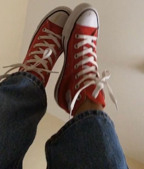 Red High Top Converse, Converse Aesthetic, Gymnastics Shoes, Red High Tops, Dr Shoes, Converse Red, Red Converse, Shoe Inspo, Aesthetic Shoes