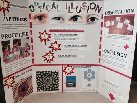 Optical Illusion - Science Project 2014 Optical Illusions Science Fair Projects, Optical Illusion Science Fair Project, Science Fair Projects Ideas, Stem Fair Projects, Biology Science Fair Projects, Winning Science Fair Projects, Science Fair Board, Investigatory Project, Science Fair Projects Boards