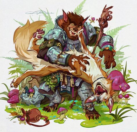 Bugbear Druid, Dnd Druid, D D Character Ideas, Dnd Races, Dungeons And Dragons Characters, Dnd Art, High Fantasy, Animal Companions, Dnd Characters