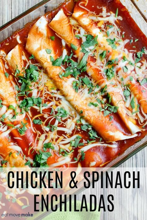 Chicken And Spinach Enchiladas, Spinach Enchiladas, Enchiladas Chicken, Beef Enchilada Recipe, Enchiladas Recipe, Chicken Spinach, Chicken And Spinach, Cream Cheese Chicken, Spanish Recipes