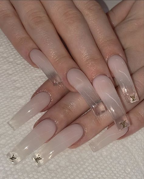 Clear Ombre Acrylic Nails, Nails Clear Acrylic, Nails Clear, Clear Acrylic Nails, Long Acrylic Nail Designs, Ombre Acrylic Nails, Casual Nails, Long Acrylic, Nails Only