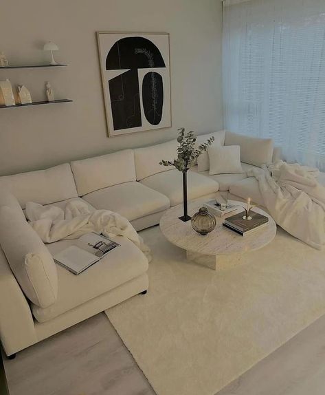 White Couch Living Room Ideas, Cloud Couch Living Room, White Couch Living Room, Couch Living Room Ideas, Nyc Apt, White Couch, Minimalist Living Room Design, Couch Living Room, Open Concept Home