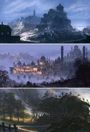 Feng Zhu Design, Feng Zhu, Games Design, Fantasy City, Fantasy Setting, Fantasy Places, Art Et Illustration, Wow Art, Landscape Scenery