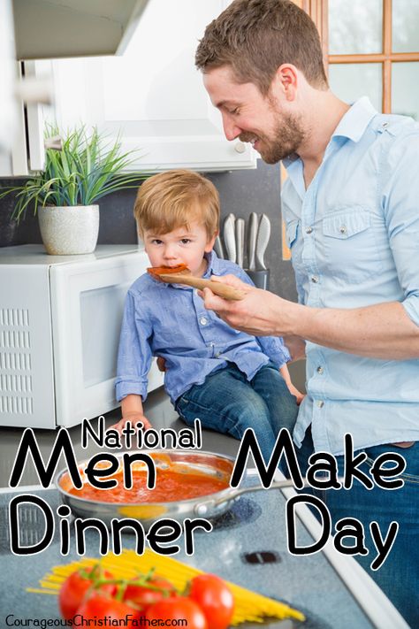 National Men Make Dinner Day - day set aside for men to cook dinner at home for the family and/or friends. #NationalMenMakeDinnerDay #MenMakeDinnerDay Cook Dinner, Dinner At Home, Cooking Dinner, The Family, To Read, At Home, For Men, Quick Saves