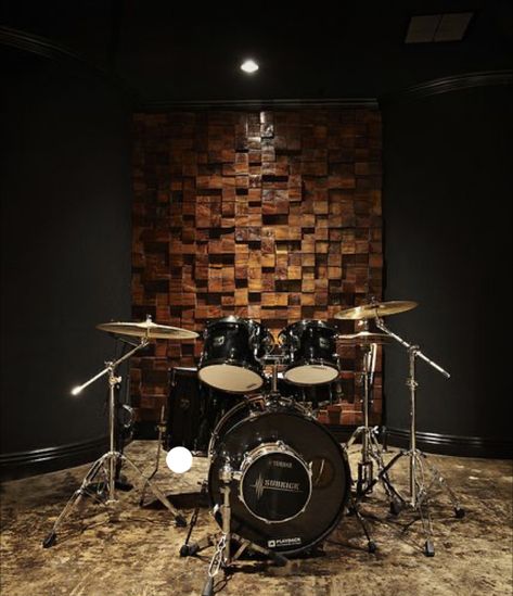 Music Room Drums, Ruangan Studio, Drums Studio, Music Room Design, Rehearsal Studios, Drum Room, Home Studio Ideas, Home Music Rooms, Music Recording Studio