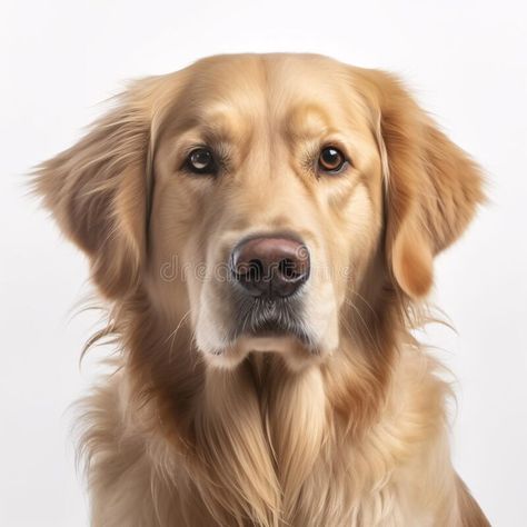 Golden Retriever breed dog isolated on a clean white background royalty free stock photography Golden Retriever Portrait, Golden Retriever Images, Dog Photography Golden Retrievers, Half Face Drawing, Golden Retriever Side View, Golden Retriever Photography, Dog Face Drawing, Golden Retriever Breed, Shadow Portraits