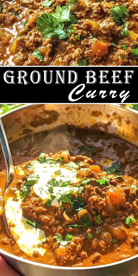 🥄 Healthy Ground Beef Curry Recipe – A healthier twist on traditional curry! Low-carb, high-protein, and absolutely delicious. Serve with rice or naan for a wholesome meal. #HealthyEating #GroundBeefDishes #ComfortFood Curry Ground Beef Recipes, Healthy High Protein Ground Beef Recipes, Ground Beef And Rice Soup Recipes, Ground Beef Dairy Free Recipes, Ground Beef Curry Recipes, Ground Beef Whole 30 Recipes, Aip Ground Beef Recipes, High Protein Meals Ground Beef, Ground Beef High Protein Meals