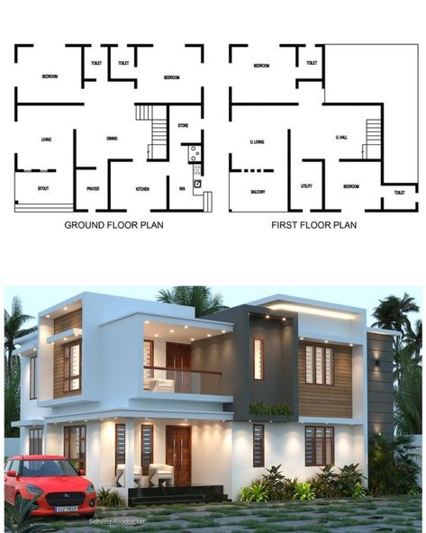 Kerala Home Design Modern, Kerala Style House, Kerala Homes, Kerala Home Design, Home Design Modern, 2bhk House Plan, Kerala Home, Kerala House, Small House Floor Plans