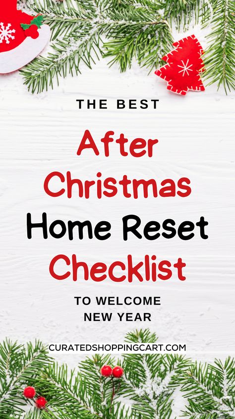 Overwhelmed by post-Christmas clutter? Use this easy cleaning and organization checklist to get your home ready for the new year. This checklist will help you take down decorations, deep clean each room, and declutter your space so you can start the year off right. Perfect for anyone looking to reset their home and enjoy a clean, organized living environment. Decluttering after Christmas, home cleaning for new year, Christmas décor cleanup, start fresh home reset, post-holiday home refresh. New Year Clean Out, New Year House Reset, Getting Ready For The New Year, New Year Declutter Home, New Years Cleaning Checklist, January Home Reset, New Year Cleanse Fresh Start, January Checklist Ideas, Declutter Checklist Room By Room