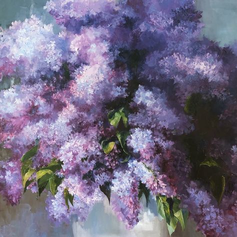 Lilac Oil Painting, Purple Painting Aesthetic, Lilac Flower Painting, Purple Flowers Painting, Purple Flower Art, Flowers Lilac, Lilac Painting, Lilac Tree, Claude Monet Art