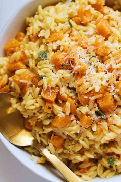 Butternut Squash Orzo, Creamy Orzo Pasta, Butternut Squash Sage, Perfect Grilled Cheese, Cut Butternut Squash, Butternut Squash Salad, Squash Salad, Orzo Recipes, Couscous Recipes