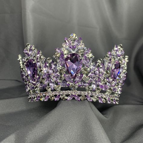 Gold Pink Wedding, Lavender Crown, Quince Crowns, Anna Cosplay, Victorian Purple, Cosplay Crown, Purple Quince, Crystal Crown Tiaras, Tiara Gold