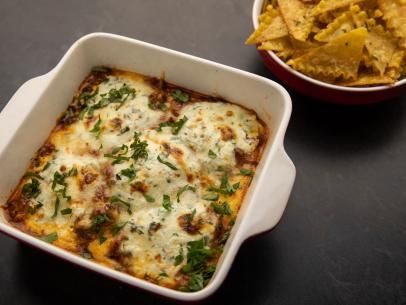 Lasagna Dip and Chips Recipe | Ree Drummond | Food Network Dip And Chips, Lasagna Dip, Pioneer Woman Recipes, No Noodle Lasagna, Ree Drummond, Chips Recipe, Fresh Oregano, Lasagna Recipe, Appetizer Dips