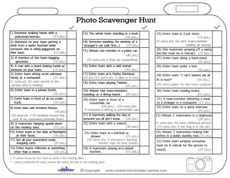 Printable Photo Scavenger Hunt List - Coolest Free Printables Mall Scavenger Hunt, Challenge For Teens, Scavenger Hunt Party, Scavenger Hunt List, Adult Scavenger Hunt, Scavenger Hunt Clues, Road Rally, Halloween Scavenger Hunt, Photo Scavenger Hunt