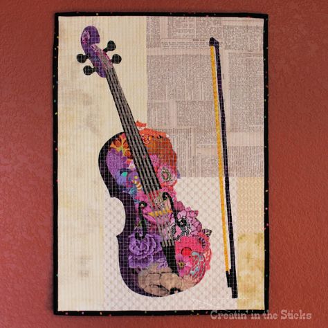 Creatin' in the Sticks: Violin Collage - Quilt the Music! Music Quilts, Applique Quilts Tutorial, Violin Pics, Family Running, Sewing Quilts, Collage Art Projects, Animal Portraits Art, Quilting Inspiration, Quilts Ideas