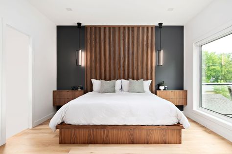 Casa Country, Modern Luxury Bedroom, Slatted Headboard, Master Room, Bedroom Bed Design, Primary Bedroom, Luxury Bedroom, Bedroom Headboard, Bedroom Furniture Design