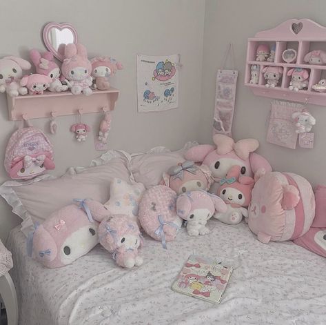 Sanrio Bedroom, Sanrio Room, Kawaii Room Ideas, Hello Kitty Room Decor, Hello Kitty Bedroom, Kawaii Bedroom, Hello Kitty Rooms, Pink Room Decor, Cute Bedroom Ideas