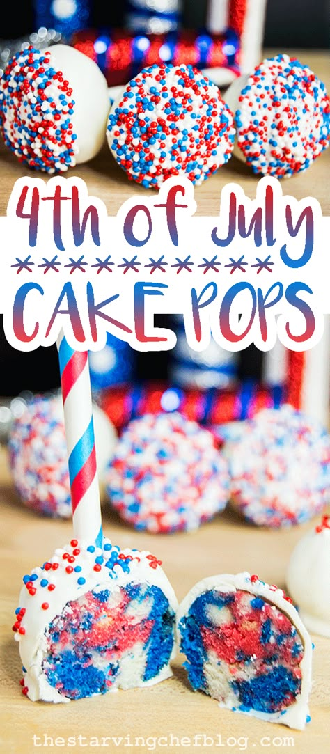 4th Of July Desserts Cake Pops, Fun Fetti Cake Pops, July 4th Cake Pops Recipe, Red White And Blue Baked Goods, 4th Of July Cake Balls, 4th Of July Cake Pops Easy, Red White Blue Cake Pops, Red White And Blue Birthday Party Ideas, 4th Of July Desert Red White Blue