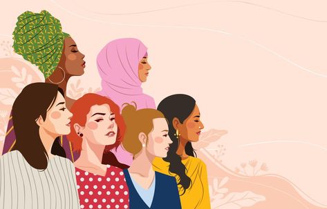 Multiracial Women Background International Womens Day Poster, Vector Art Illustration Graphics, Simple Website Design, Women Unite, Mothers Day Poster, Night Sky Painting, Science Illustration, Women In Leadership, Woman Illustration