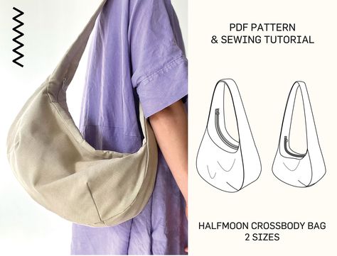 Sewing pattern and instructions for a Halfmoon / Crossbody Bag in two sizes The Saturday Bag is a semi-circular shoulder bag with a wide shoulder strap, that fits perfectly to the body. Casual & chic. The pattern contains two sizes. For sewers with some sewing experience. (THIS IS A PDF PATTERN, not a finished product. Your pattern will be ready for instant download once your payment has been processed) YOU GET: PDF pattern (A4, US letter, A0) / labeling in English and German PDF sewing instructions in English and German Information about printing: A4 sewing pattern Size S: print page 1-12, Size L: print page 13-30 US Letter Pattern: Size S: print page 1-11, Size L: print page 12-28 PRODUCT INFO: PDF Instant Download All pattern files are in both A4 and US letter format and can be printed Cross Shoulder Bag Pattern, Half Moon Bag Sewing Pattern, Sewing Crossbody Bag, Crossbody Sewing Pattern, Sewing Shoulder Bag, Crescent Bag Pattern, Sew Hobo Bag, Moon Bag Pattern, Shoulder Bag Patterns To Sew