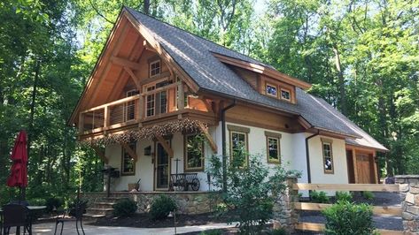 Blending the nostalgic feel of a Bavarian chalet with a focus on energy efficiency, this home was built as a guest house for family and friends. The exterior combines stucco and cedar shiplap, while cherry wood floors and white pine frame and cabinets give the interior a rustic charm. This 1 bedroom, 1 bath guest house is 1,150 sq. ft. and features a cathedral living room. Cedar Shiplap, Cherry Wood Floors, Post And Beam Home, Structural Insulated Panels, Mountain Cottage, Modern Rustic Homes, Open Concept Living Room, Radiant Floor Heating, Timber House