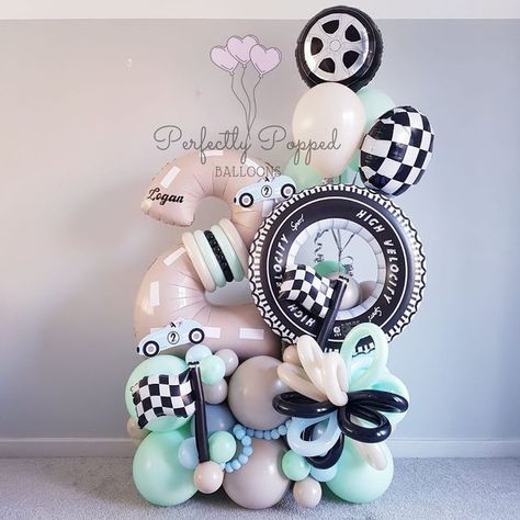 Race Car Balloon Bouquet, Cars Balloon Bouquet, 2nd Birthday Balloons, Cars Balloons, Balloon Boutique, Two Fast Two Furious, Balloon Marquee, Bouquet Balloons, Balloon Training