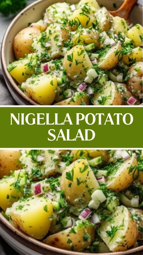 Nigella Potato Salad Sweet Pickle Relish, Nigella Lawson Recipes, Dill Potatoes, Potato Salad Healthy, Potato Recipes Side Dishes, Fingerling Potatoes, Nigella Lawson, Sweet Pickles, New Potato