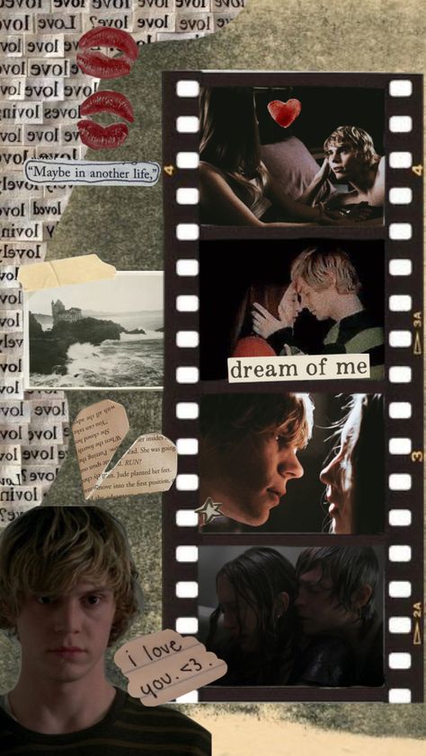 Tate Langdon Background, Tate Langdon Collage, Tate Langdon And Violet Harmon Wallpaper, Evan Peters Collage Wallpaper, Rad Wallpapers, Tate Kissing Violet, Bottle Cap Candles, Violet Ahs, Tate And Violet