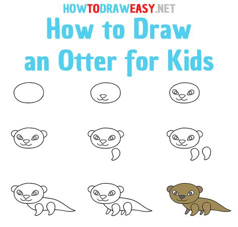 How to Draw an Otter Step by Step Subbing Ideas, Otter Drawing, Elementary Drawing, Hand Art Kids, Easy Art For Kids, Easy Drawings For Kids, Hand Art, Step By Step Drawing, Zoo Animals