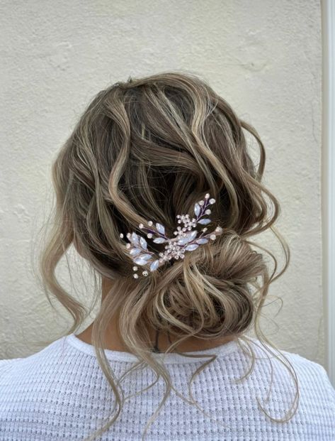 Intricate Updo, Bride's Hairstyle, Classic Chignon, Preppy Hair, Handmade Bridal Hair Accessories, Silver Wedding Hair, Blue Wedding Hair, Opal Hair, Hair Vine Bridal