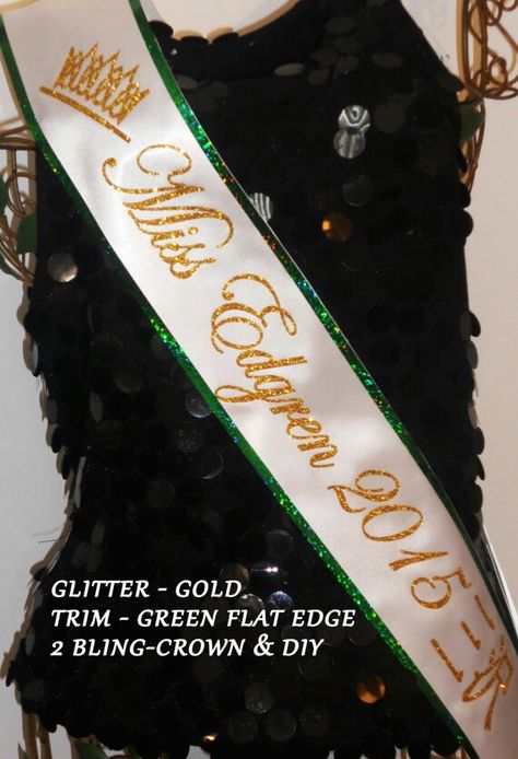 Pageant  Plus Sash Example Sash For Pageant, Ohio State Wreath, Pageant Sashes, Girl Scout Troop Leader, Personalized Sash, Flower Girl Signs, Custom Sash, Green Diy, Diy Crown