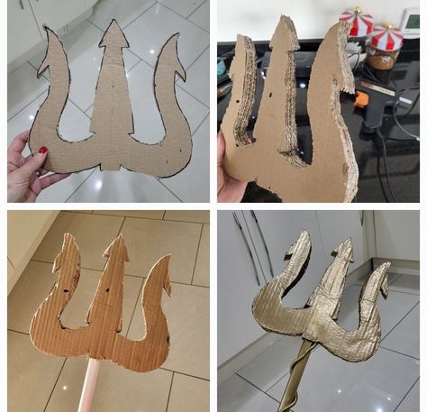 Ursula Headpiece Diy, King Trident Costume, How To Make A Trident Diy, Diy Ursula Tentacles, Flotsam And Jetsam Diy, Scuttle Costume Diy, Diy King Triton Costume, Poseidon Costume Diy, Mermaid Costumes Diy