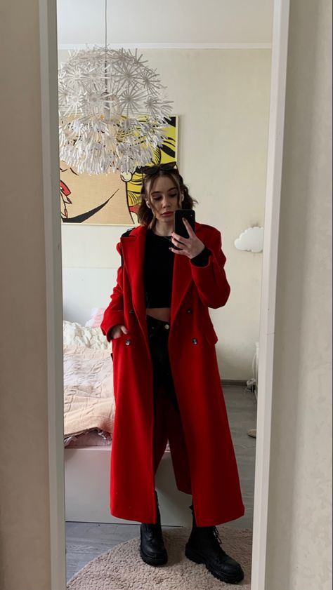 Ghibli Core, Long Red Cardigan, Arab Beauty, Red Cardigan, Long Red, Women Outfits, Girly Fashion, Dress Code, Work Outfits