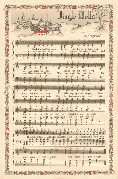 Jingle Bells Sheet Music, Free Christmas Printables Vintage, Free Christmas Music, Christmas Carols Lyrics, Christmas Songs Lyrics, Hymn Sheet Music, Hymn Music, Christmas Scrapbook Paper, Christmas Sheet Music