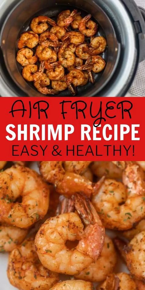 This air fryer shrimp recipe is a healthy dinner and ready in under 10 minutes! The air fryer makes juicy and crisp shrimp that is perfect! This easy air fryer shrimp recipe is perfect to eat by itself or to serve in tacos or on a salad! Everyone loves this easy to make shrimp recipe. #eatingonadime #airfryerrecipes #shrimprecipes #healthydinners Easy Air Fryer Shrimp, Air Fryer Shrimp, New Air Fryer Recipes, Air Fryer Fish, Air Fryer Cooking Times, Air Fried Food, Air Fryer Oven Recipes, Air Fry Recipes, Shrimp Recipes Easy